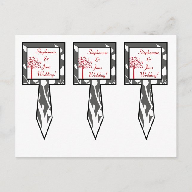 3 Cup Cake Picks Winter Grey/Red Tree Postcard (Front)