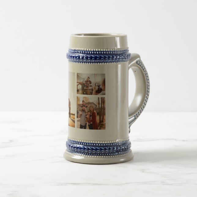 3 Custom Photo Collage Personalized Beer Stein (Front Right)