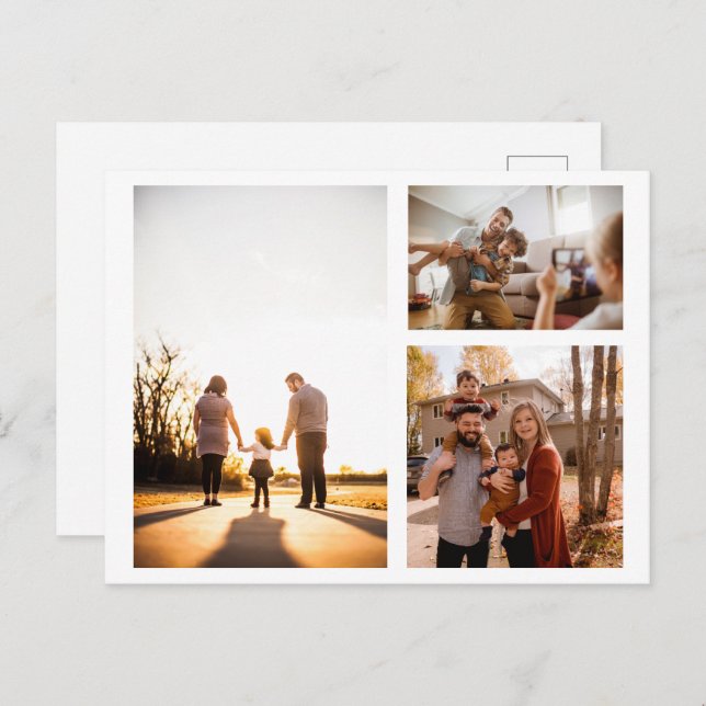 3 Custom Photo Collage Personalized Holiday Postcard (Front/Back)