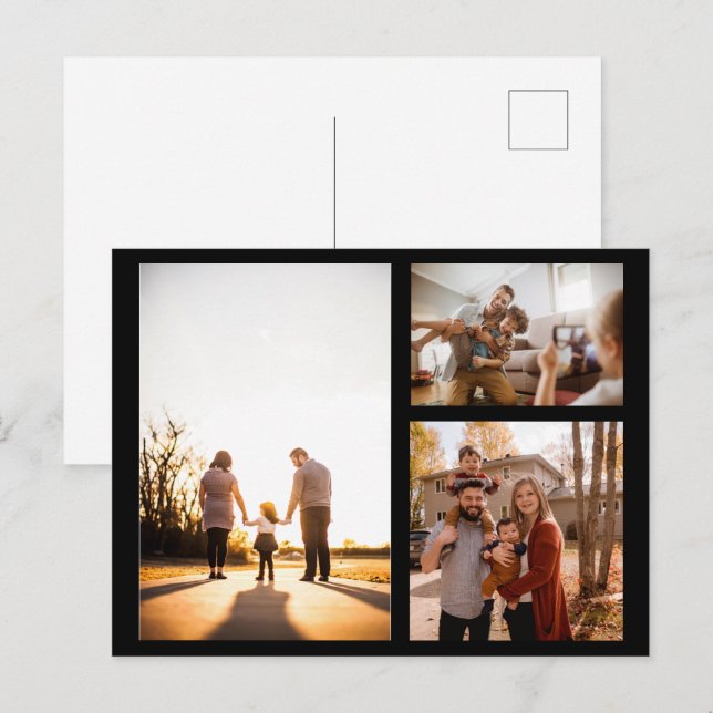3 Custom Photo Collage Personalized Holiday Postcard (Front/Back)