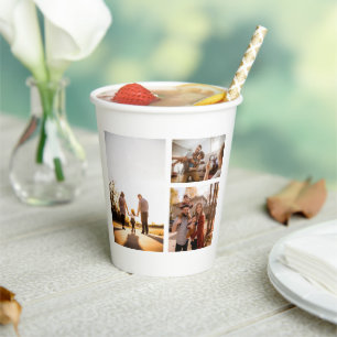 3 Custom Photo Collage Personalized Paper Cups
