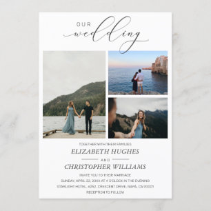 3 Custom Photo Hand Lettered Script Our Wedding Invitation