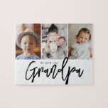 3 custom photos we love you grandpa puzzle gift<br><div class="desc">Celebrate Grandpa with a custom photo puzzle featuring three favourite family moments and the heartfelt message “We Love You, Grandpa.” A thoughtful and interactive keepsake gift for Father's Day, birthdays, or just because.</div>