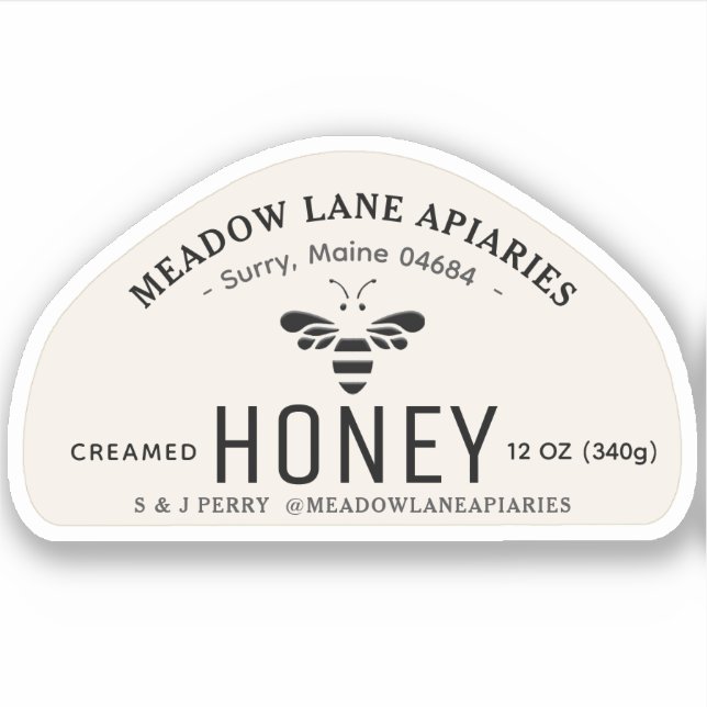 3” Custom Vinyl Sticker for 12oz skep Honey Jar (Front)