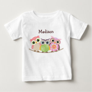3 Cute and Colourful Owls Baby T Shirts