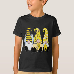 3 Cute Bee Gnomes Yellow Honey Bees Yellow Hats T-Shirt