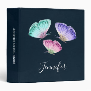 3 Cute Colourful Pastel Watercolor Butterflies Binder