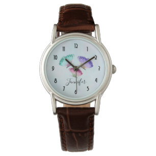 3 Cute Colourful Pastel Watercolor Butterflies Watch