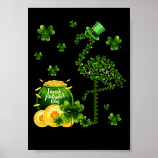 3 Cute Shamrock Flamingo St Patrick Flamingo Lover Poster