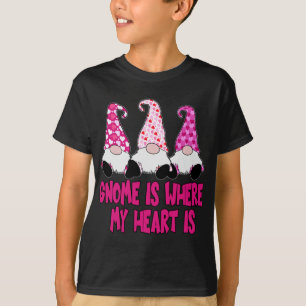3 Cute Valentine Gnomes Pink Hearts Nordic Gnomes T-Shirt