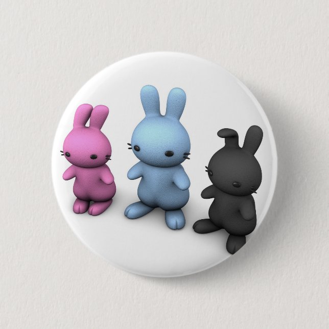 3 cute wabbits 2 inch round button (Front)