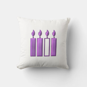 "3-D" Advent Wreath Candles Throw Pillow
