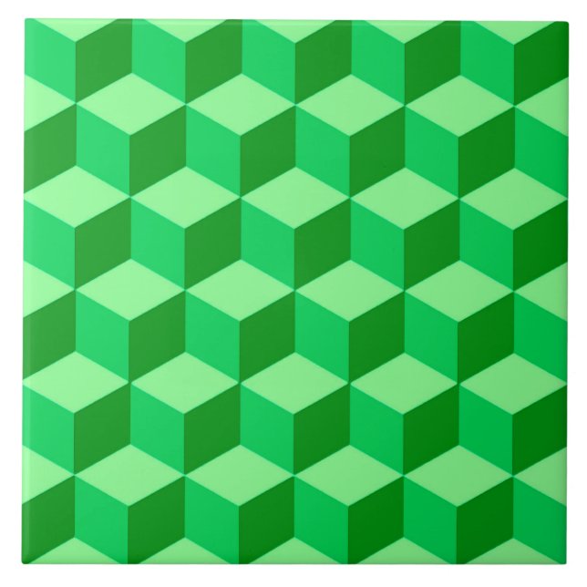 3-D Boxes, Emerald and Light Green  Tile (Front)