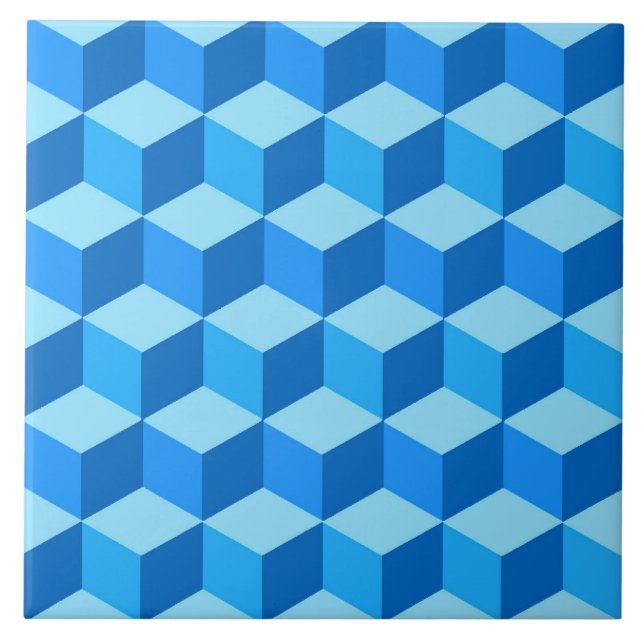 3-D Boxes, Sapphire and Sky Blue  Tile (Front)