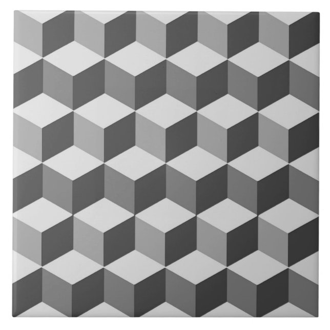 3-D Boxes, Silver and Dark Grey / Grey Tile (Front)