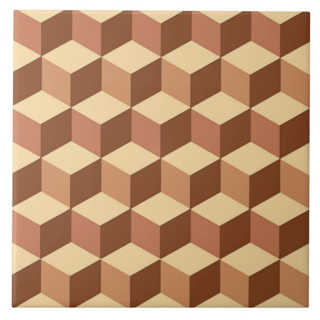 3-D Boxes,  Tan, Brown and Beige  Tile (Front)