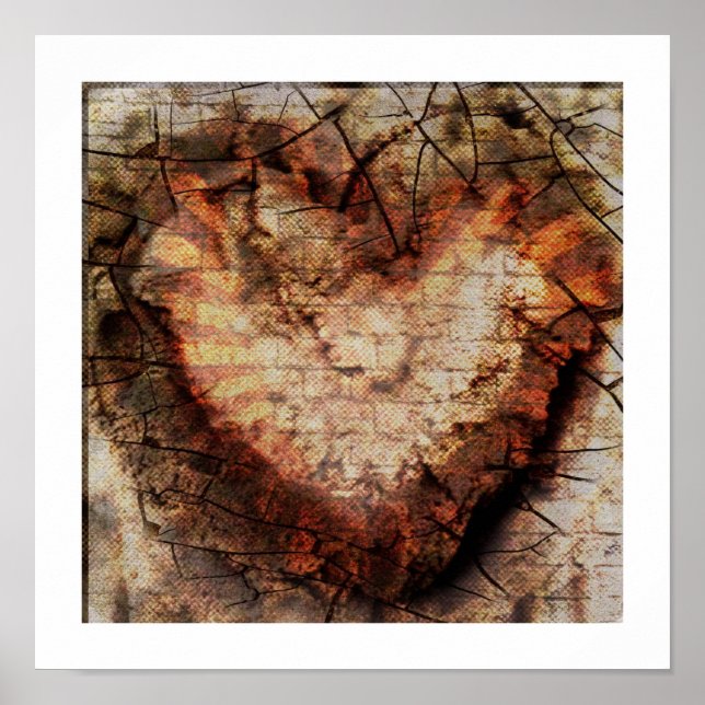 3-D Burnt Heart in Sand Poster (Front)