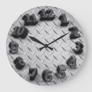 3-D Diamond Plate Round Wall Clock