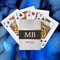 3-D Gold Monogram/Name, Gold Stripes, Black/Silver
