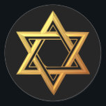 "3-D" Golden Star of David Classic Round Sticker<br><div class="desc">Beautiful 3-D look,  golden,  Star of David.

Feel free to add your own words and/or pictures to this item,  or change the background colour,  via Zazzle's great customization tools.  This design is also available on many other products. Thanks for stopping by! God bless!</div>