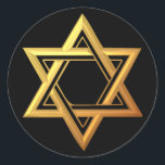"3-D" Golden Star of David Classic Round Sticker<br><div class="desc">Beautiful 3-D look,  golden,  Star of David.

Feel free to add your own words and/or pictures to this item,  or change the background colour,  via Zazzle's great customization tools.  This design is also available on many other products. Thanks for stopping by! God bless!</div>