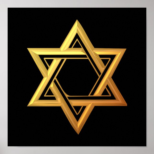 "3-D" Golden Star of David Poster (Front)