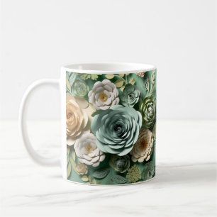 3 D Green Sage Flower  Coffee Mug