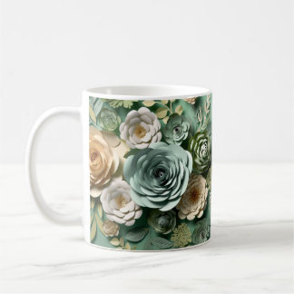 3 D Green Sage Flower  Coffee Mug