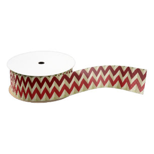 3-D Illusion Zig Zag in Red, Burgundy and Ivory Grosgrain Ribbon