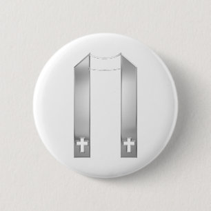 3-D Look Silver Priest's Stole 2 Inch Round Button