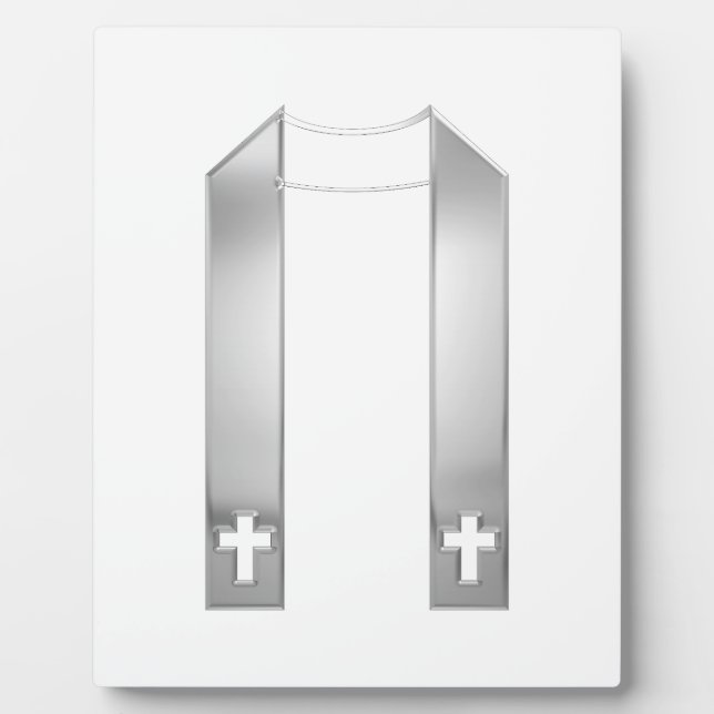 3-D Look Silver Priest's Stole Plaque (Front)