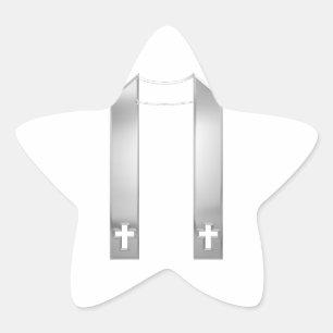 3-D Look Silver Priest's Stole Star Sticker
