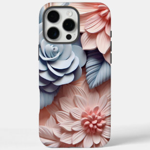 3-D Pink And Blue Florals iPhone 16 Pro Max Case