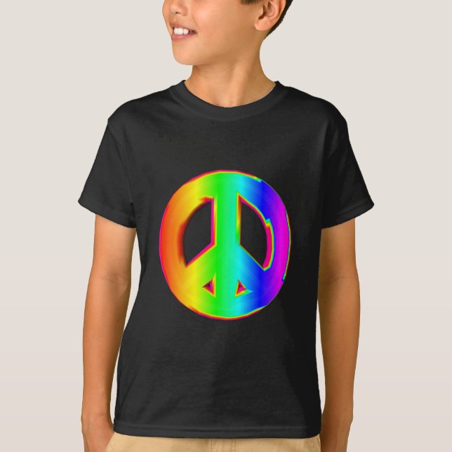 3-D Rainbow Peace Sign #1 T-Shirt (Front)