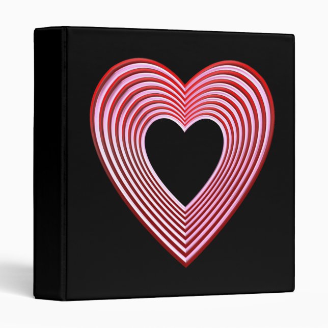 "3-D" Red and Pink Hearts Binder (Front/Spine)