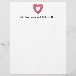 "3-D" Red and Pink Hearts Letterhead