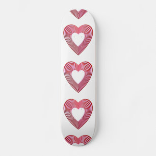"3-D" Red and Pink Hearts Skateboard