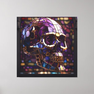 3-D Skull, Purple, Faux Stained-Glass, Reaper,  Canvas Print