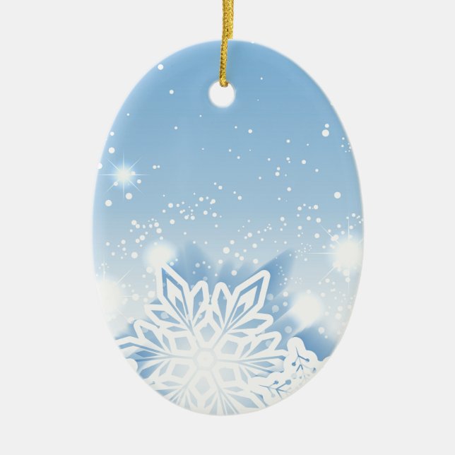 3-D snowflakes Ceramic Ornament (Front)