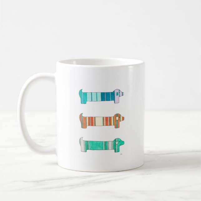 3 Dachshund Color Study #1 Coffee Mug (Gauche)