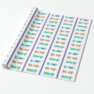 3 Dachshund Colour Study #1 Wrapping Paper