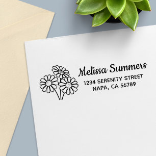 3 Daisy Flowers Return Address Self-inking Stamp