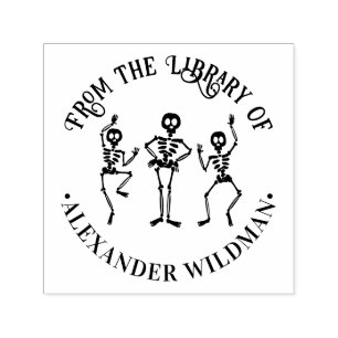 3 Dancing Skeletons “From the Library of” Book Self-inking Stamp