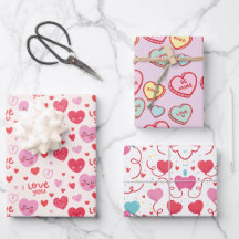 3 Different Pretty Pink Red Hearts Pattern  