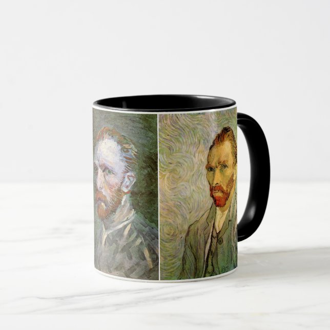 3 different Van Gogh Self Portrait Paintings Mug (Front Right)