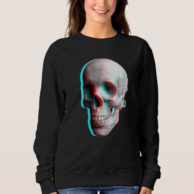 3 Dimensional Effect Blue Red Skull Sweatshirt (Front)