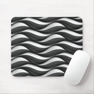 3 Dimensional Wavy Black and White Pattern Mouse Pad