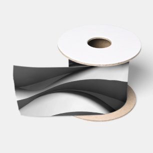 3 Dimensional Wavy Black and White Pattern Satin Ribbon