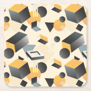 3-Dimential Shapes, Boxes, Cubes, & Triangles Square Paper Coaster