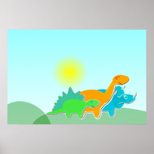 3 Dinosaur Friends Poster